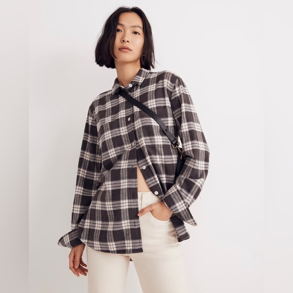 Madewell Oversized Ex-Boyfriend Swing Flannel Shirt